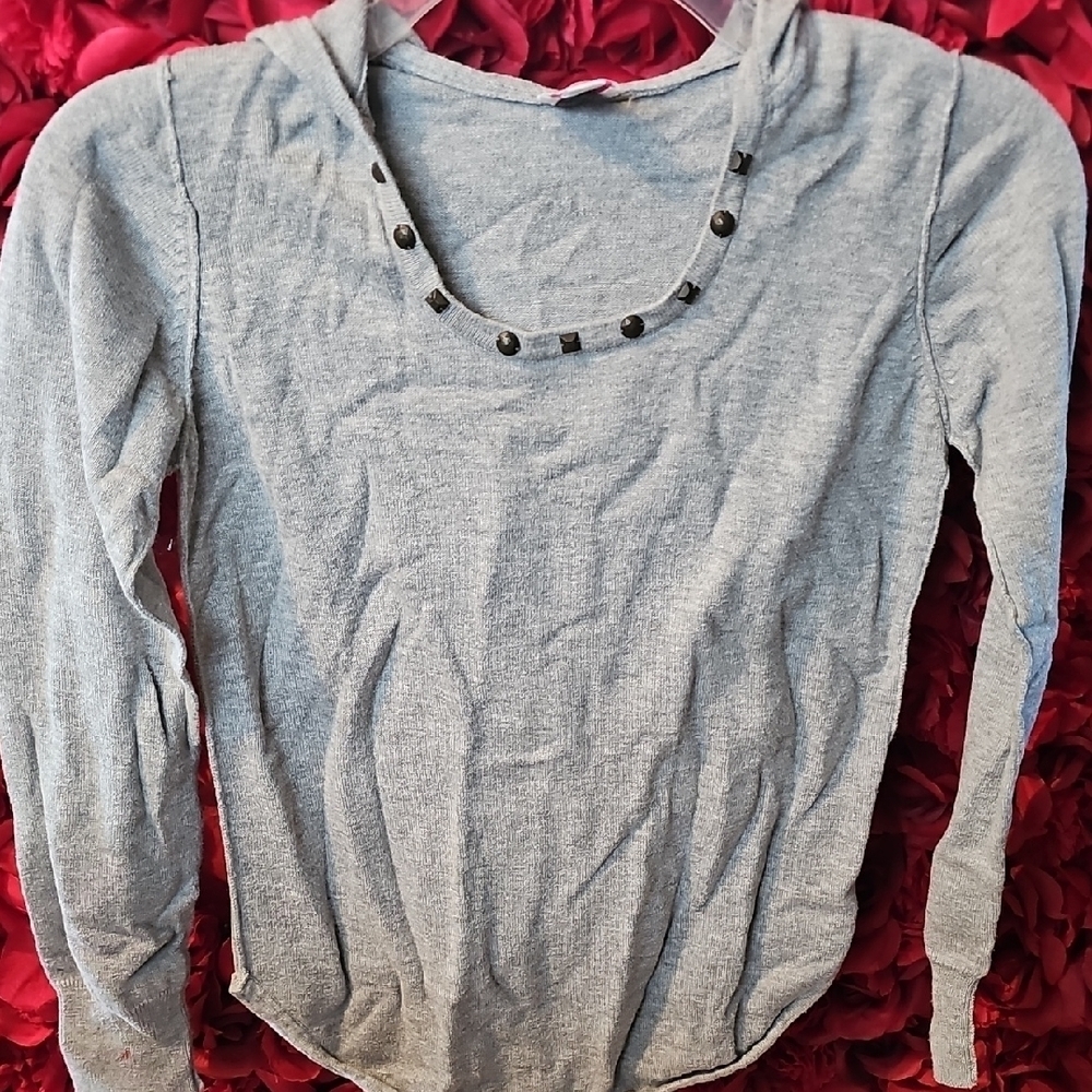 Childrens Place Girlz Gray Long Sleeve Sweater Hoodie Top Size XLarge (14)